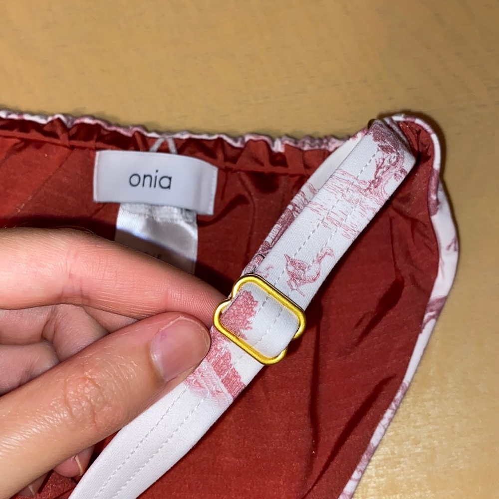 WeWoreWhat Onia Ruched Toile Vintage Bikini Bottom - Picture 8 of 8